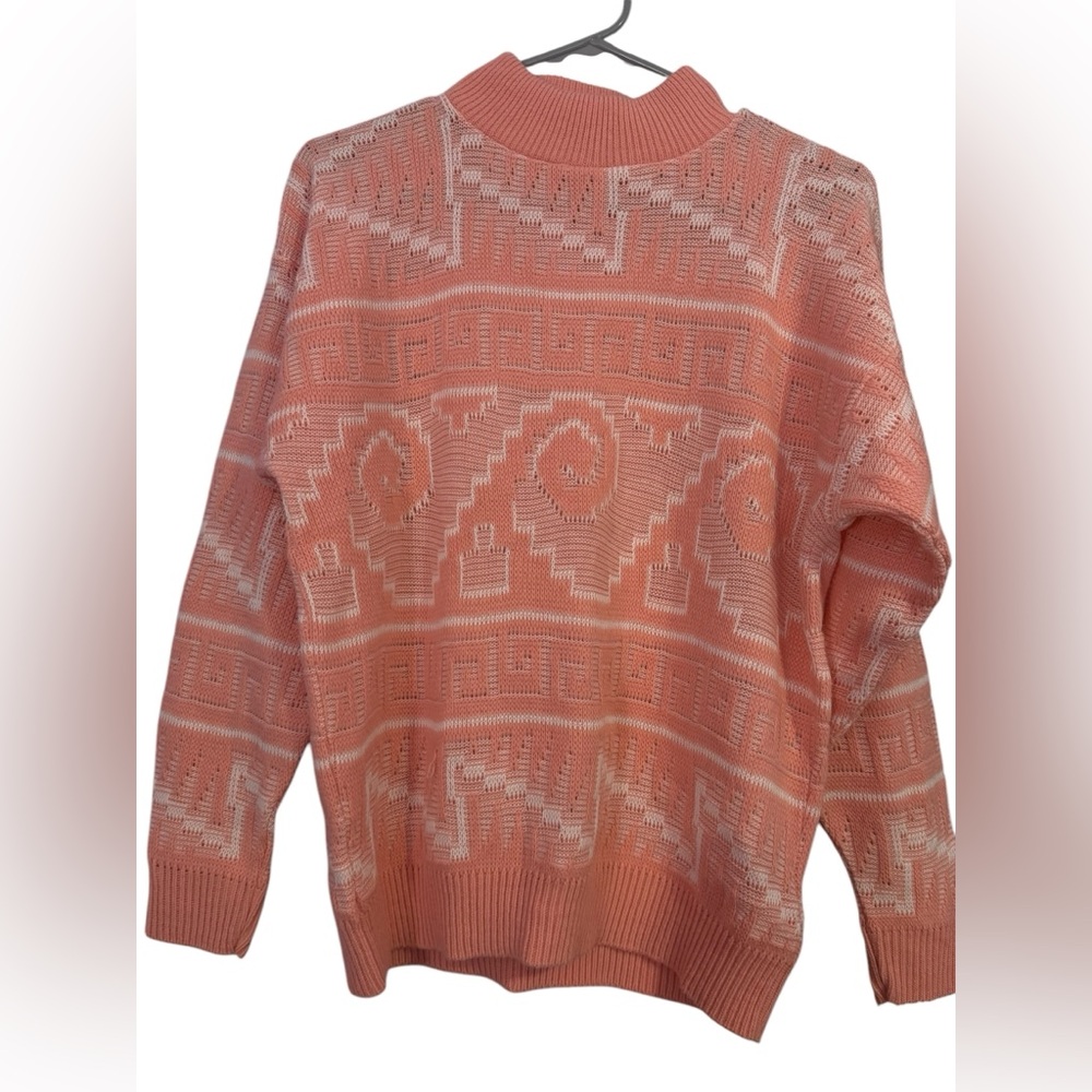 Jolie Pink & White Long Sleeve Sweater Size M Easter Spring Light weight‎